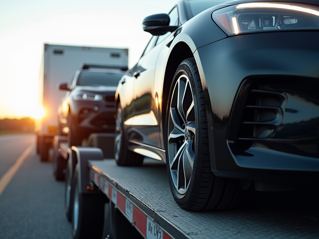 Car on trailer — car shipping Connecticut