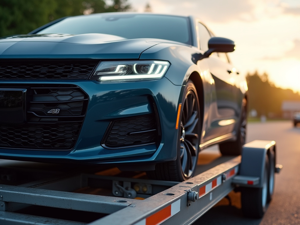 Car on trailer — car shipping Michigan