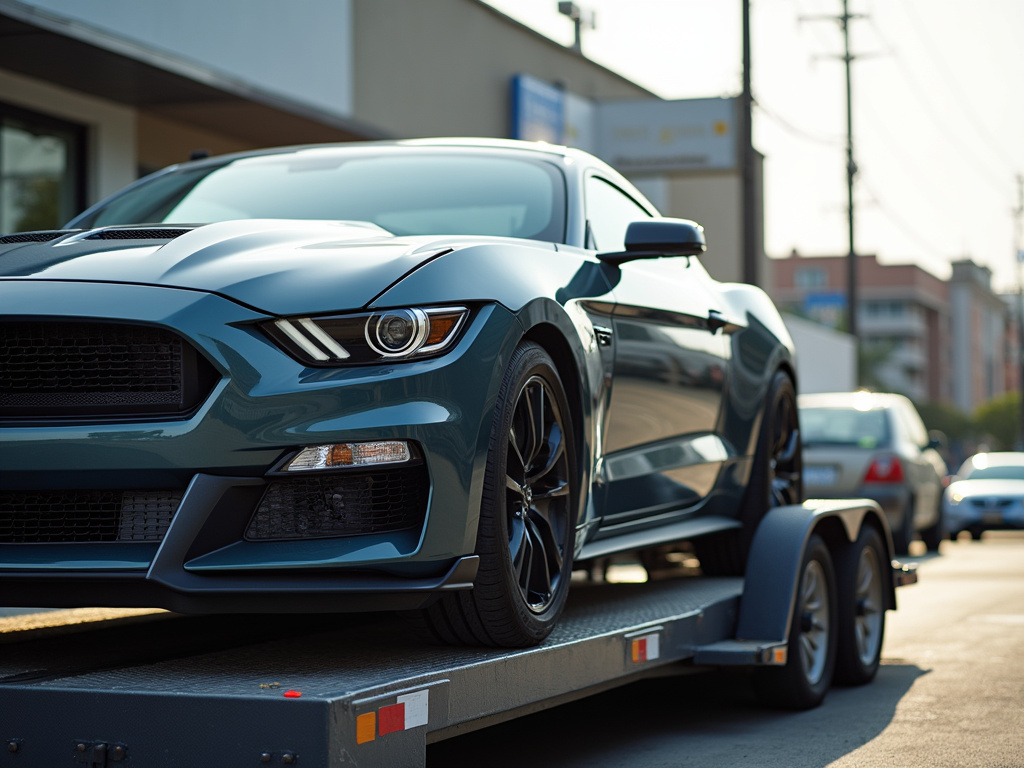 Car on trailer — car shipping Michigan