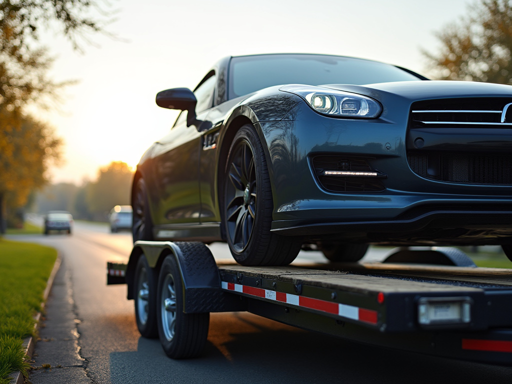 Car on trailer — car shipping Michigan