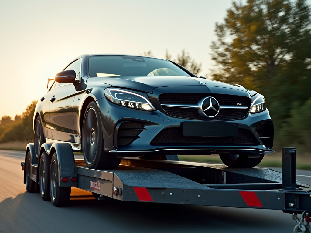 Car on trailer — cross country car shipping