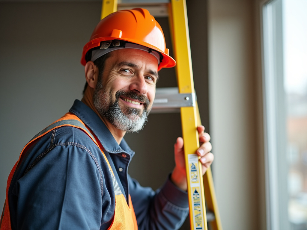 Contractor with ladder — siding contractors austin