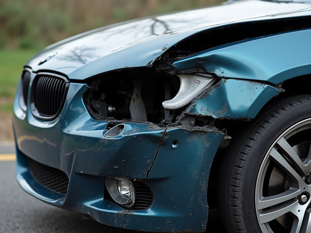 Crumpled car bumper — los angeles head-on collision lawyer