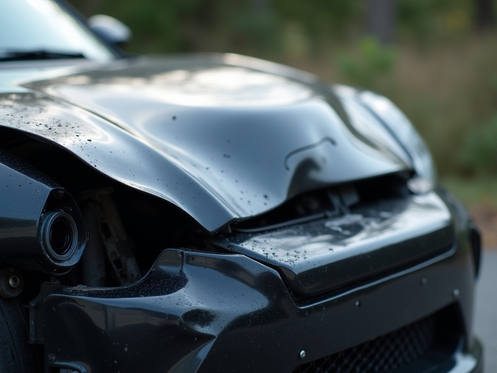Crumpled car hood — los angeles head-on collision lawyer