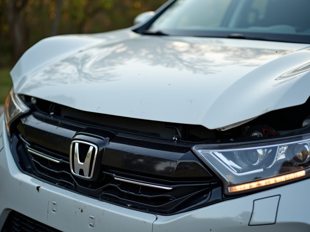 Crumpled car hood — los angeles head-on collision lawyer