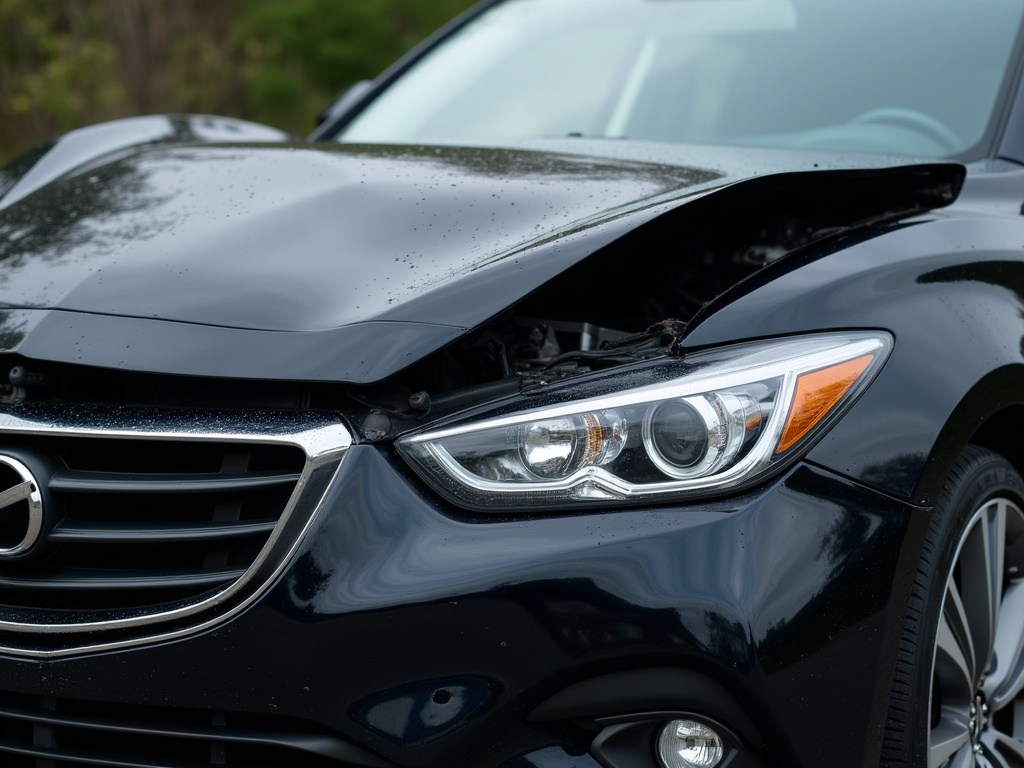 Crumpled car hood — los angeles head-on collision lawyer