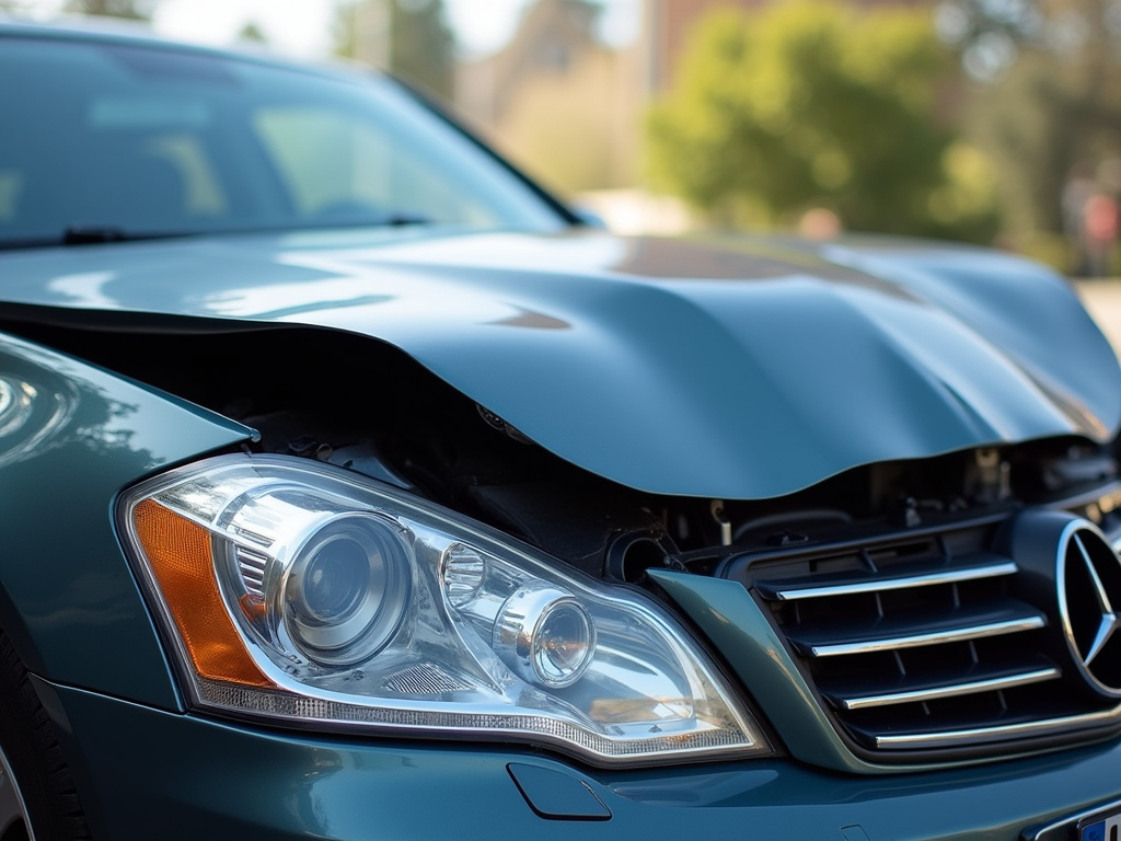 Crumpled car hood — los angeles head-on collision lawyer