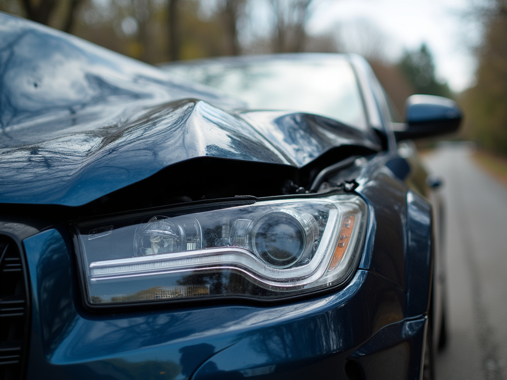Crumpled car hood — los angeles head-on collision lawyer