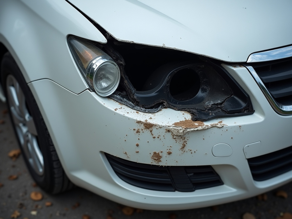 Damaged car bumper — los angeles hit and run accident lawyer