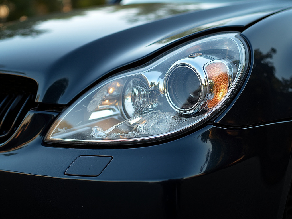 Damaged car headlight — los angeles head-on collision lawyer
