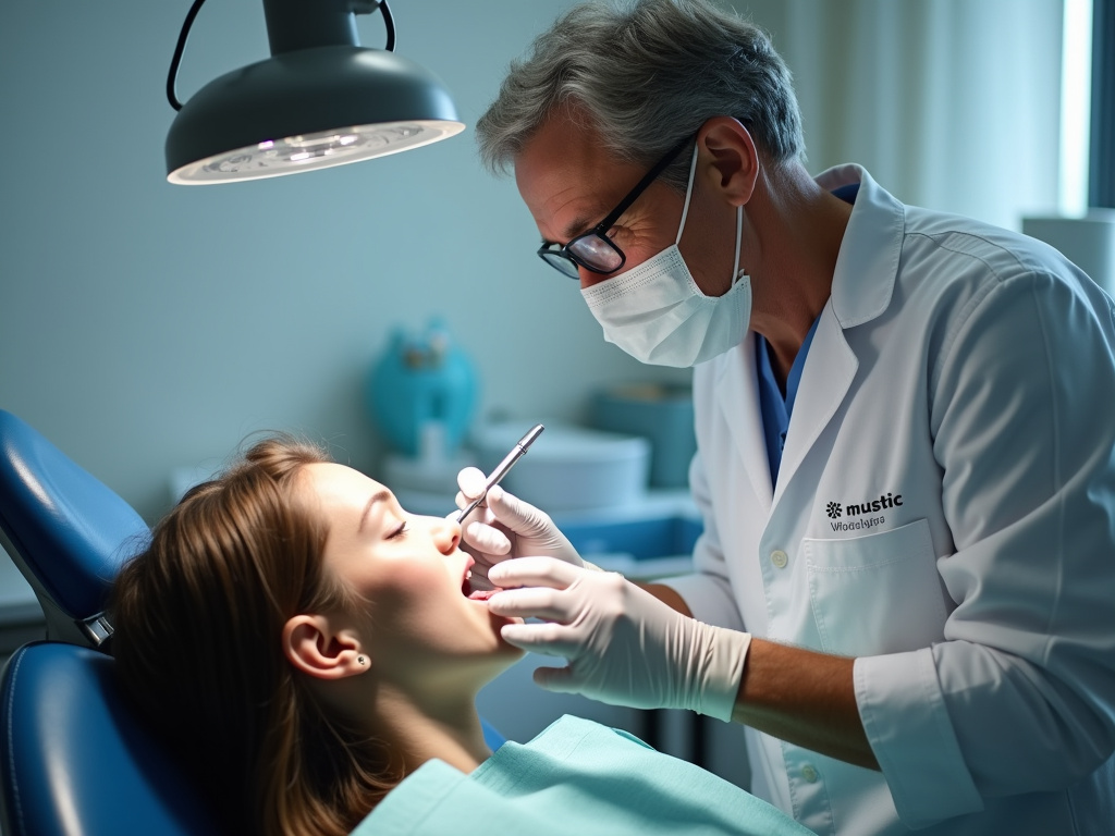 Dentist examining patient — dentist coral springs