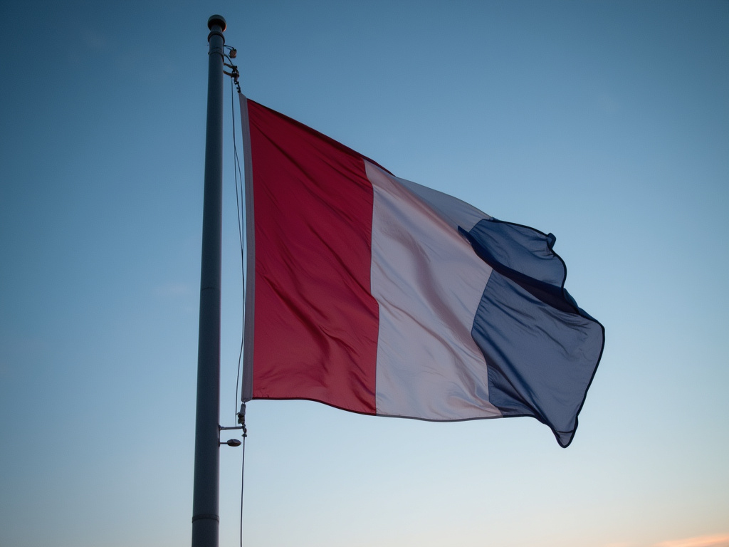 Flagpole at dusk — solar flag pole lighting