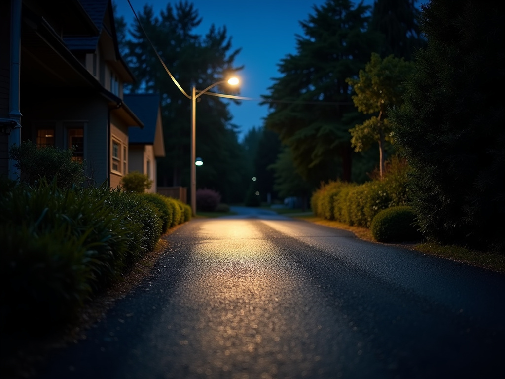 Floodlit driveway — solar flood lights
