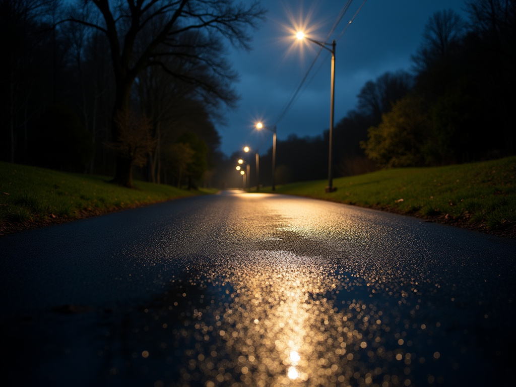 Floodlit driveway — solar flood lights