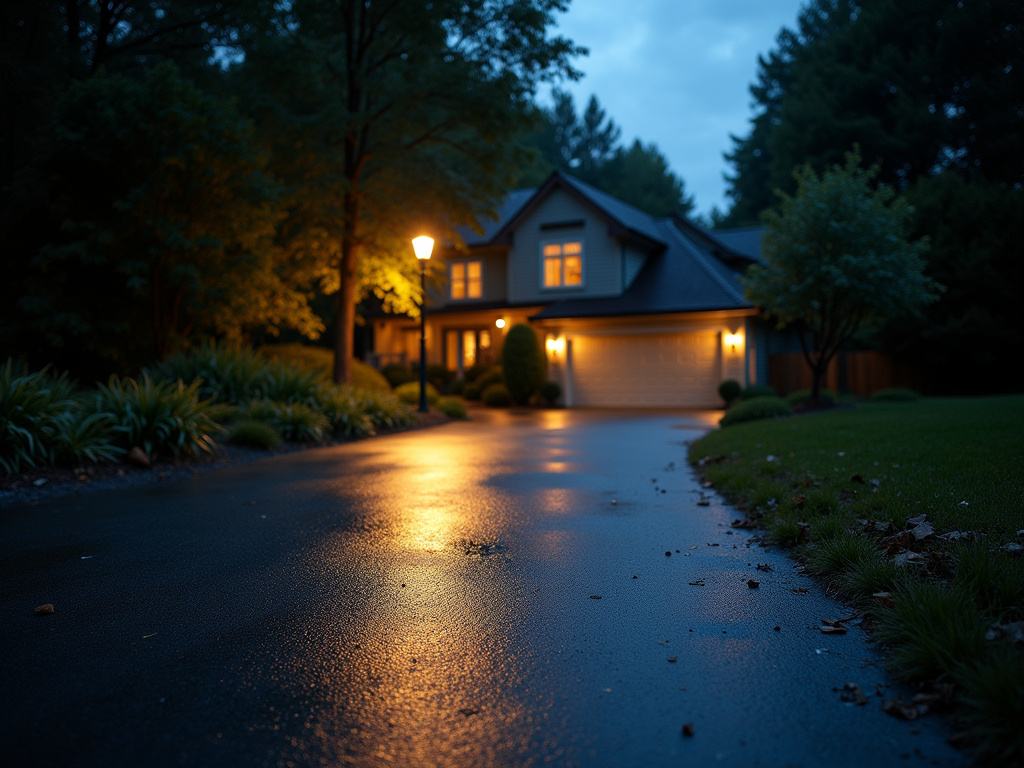 Floodlit driveway — solar flood lights