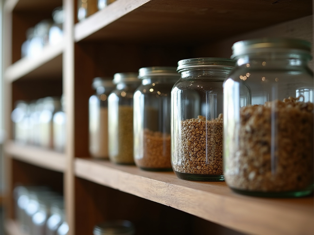Glass jars shelf — cannabis dispensary Eddington Maine