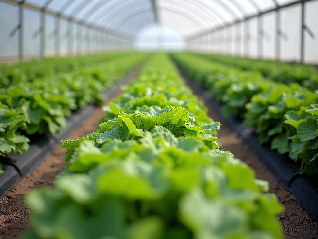 Greenhouse rows — hybrid strains
