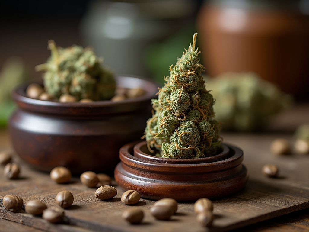Grinder and bud — cannabis flower