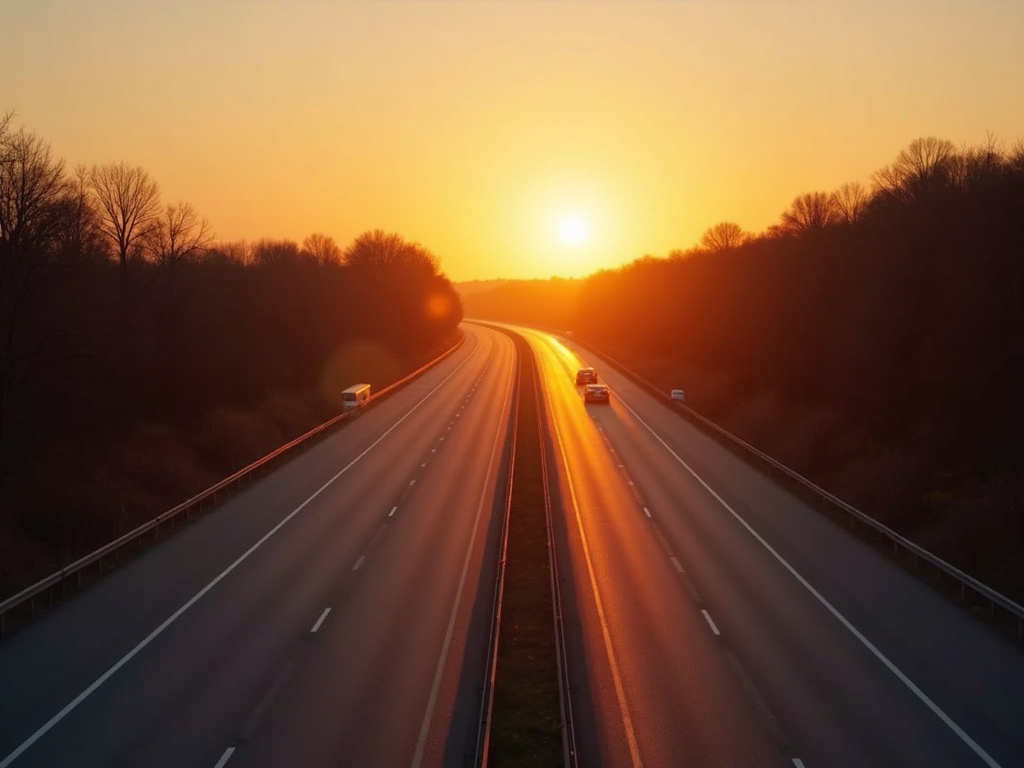 Highway at sunset — car shipping Illinois