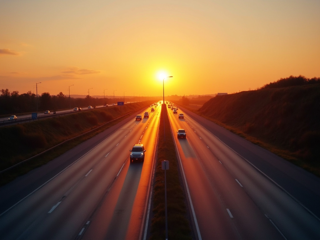 Highway at sunset — car shipping Illinois