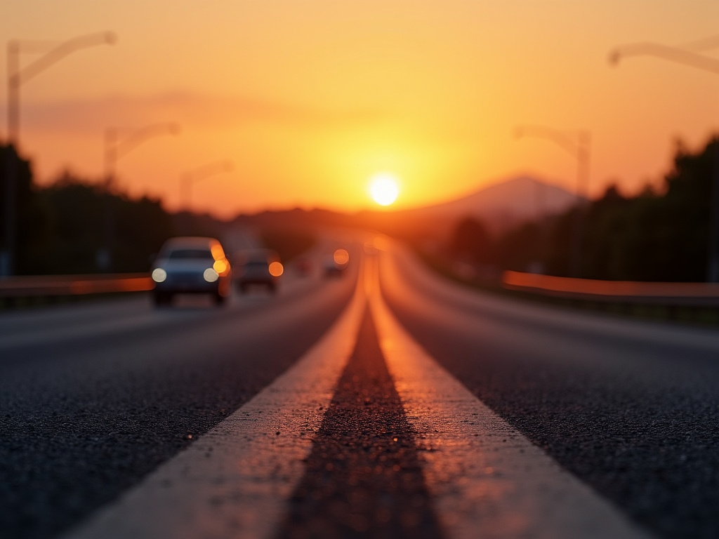 Highway at sunset — car shipping Iowa