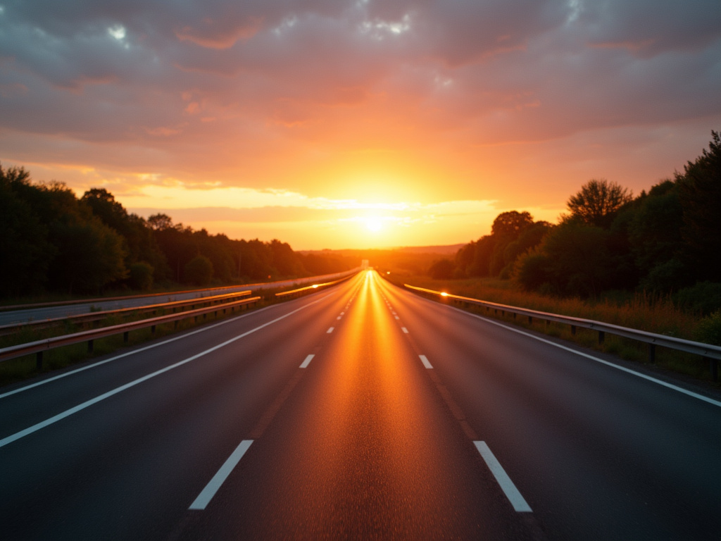Highway at sunset — car shipping Iowa