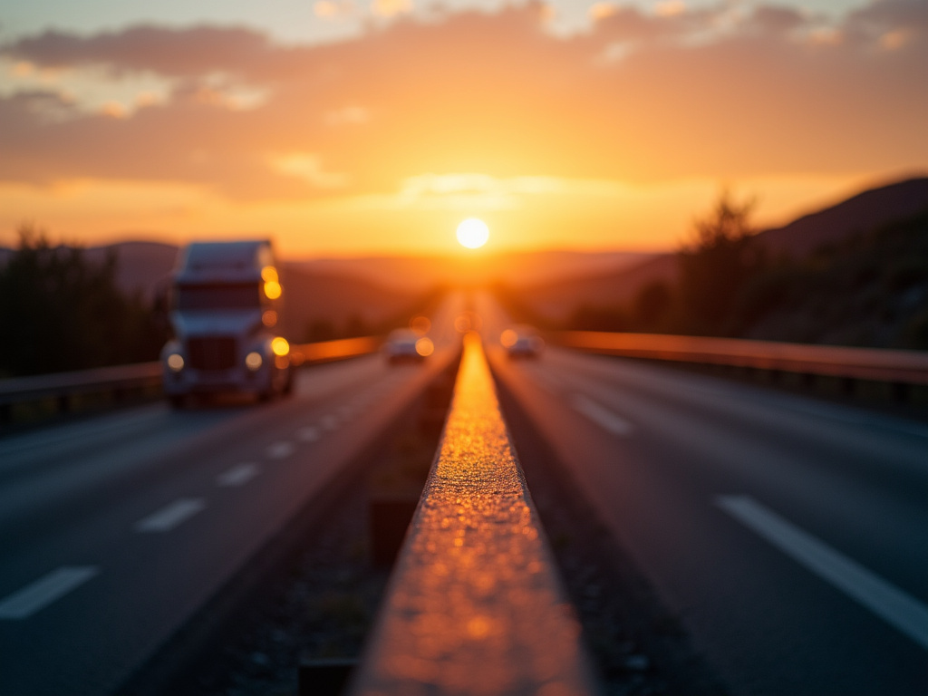 Highway at sunset — cross country car shipping