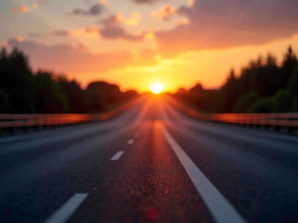 Highway at sunset — cross country car shipping