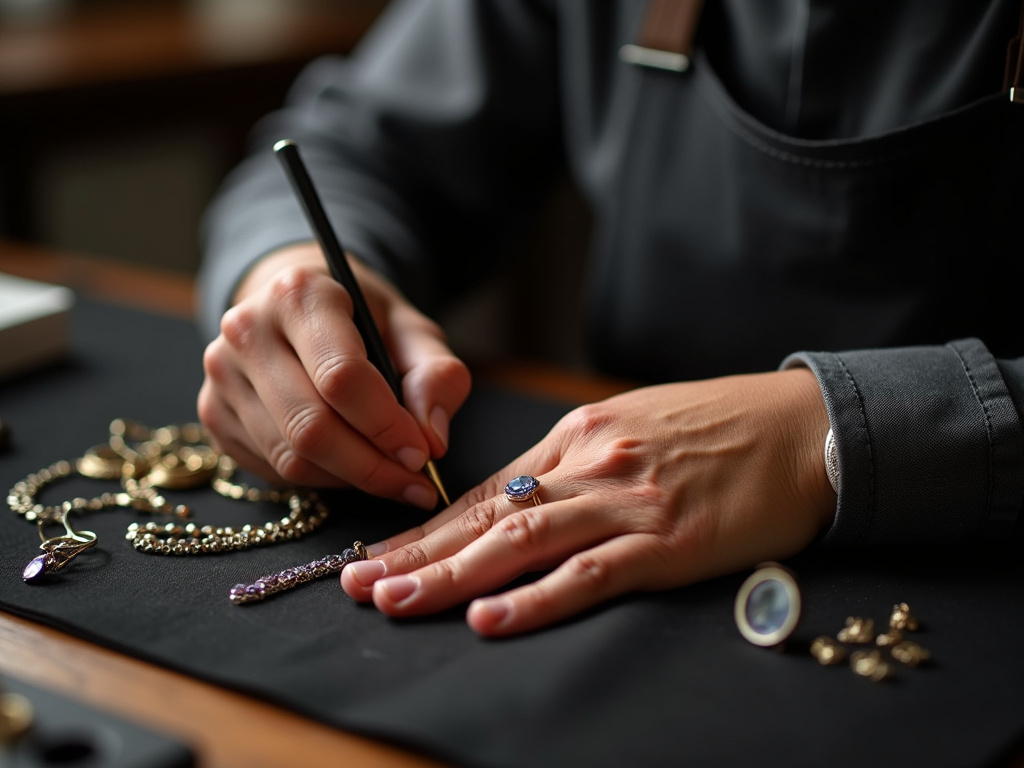 Jeweler's hands — wedding bands