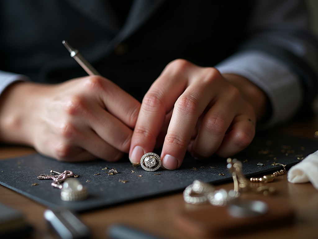 Jeweler's hands — wedding bands