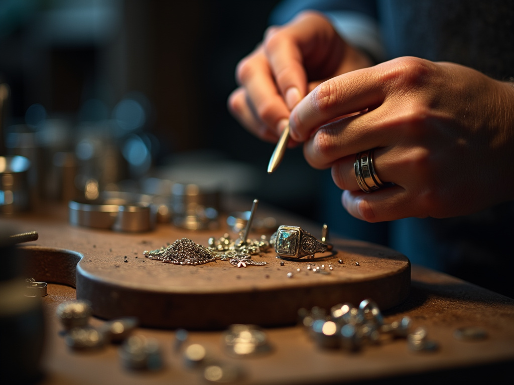 Jeweler's workbench — wedding bands