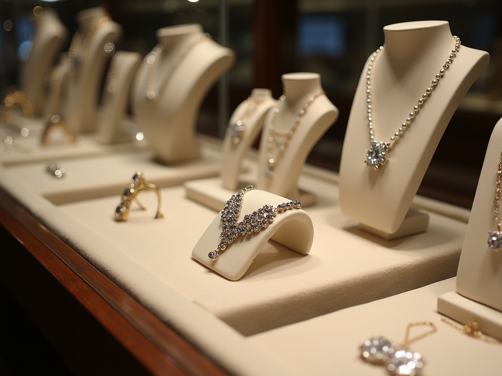 Jewelry display case — emerald cut engagement rings