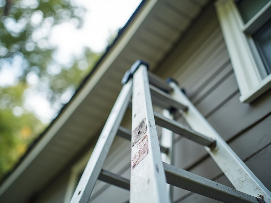 Ladder against house — roofing dacula ga