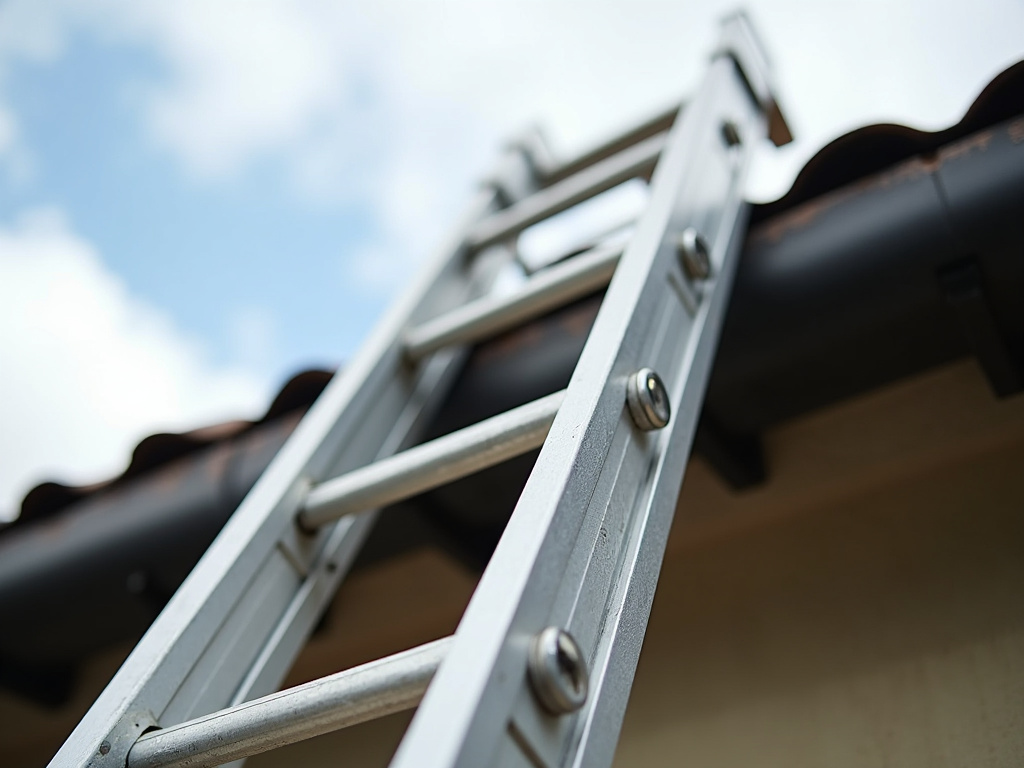 Ladder against roof — roofing dacula ga