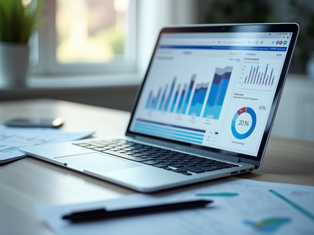 Laptop with charts — BlckPanda content marketing