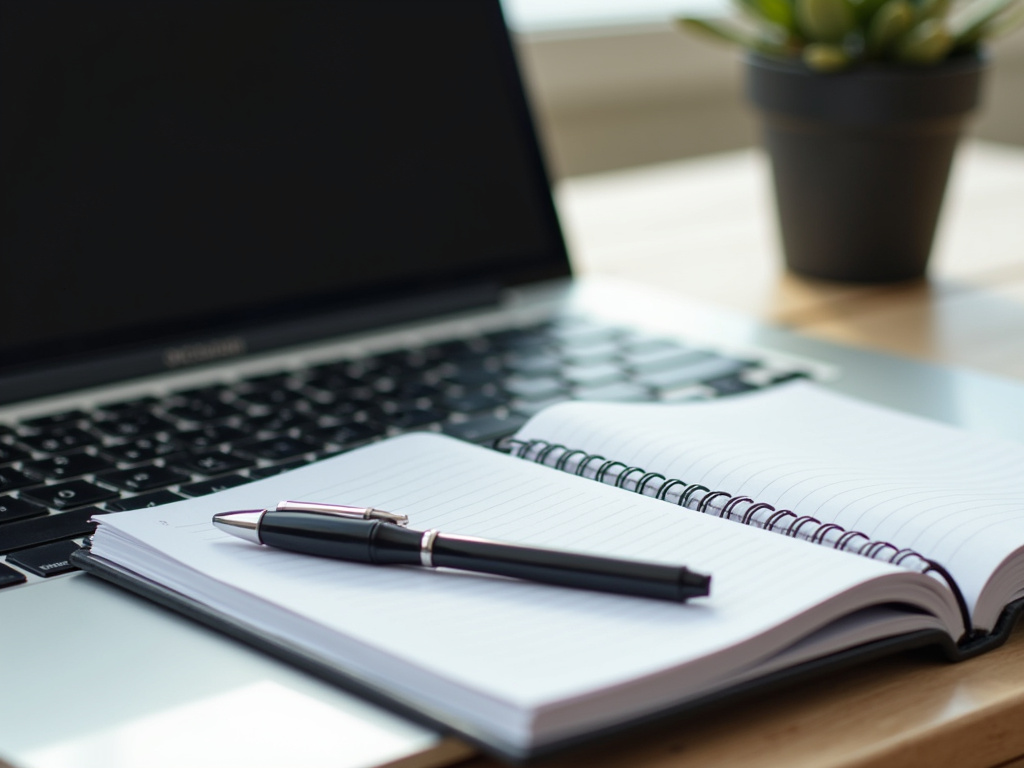 Laptop with notebook — BlckPanda content marketing