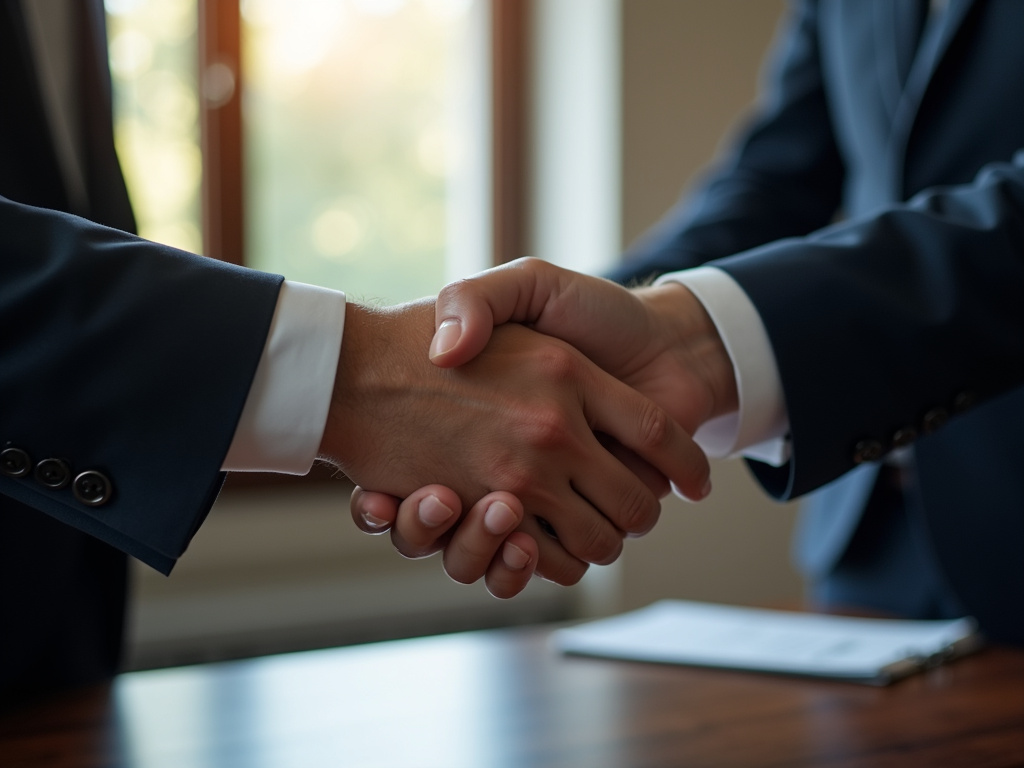 Lawyer shaking hands — los angeles motorcycle accident lawyer