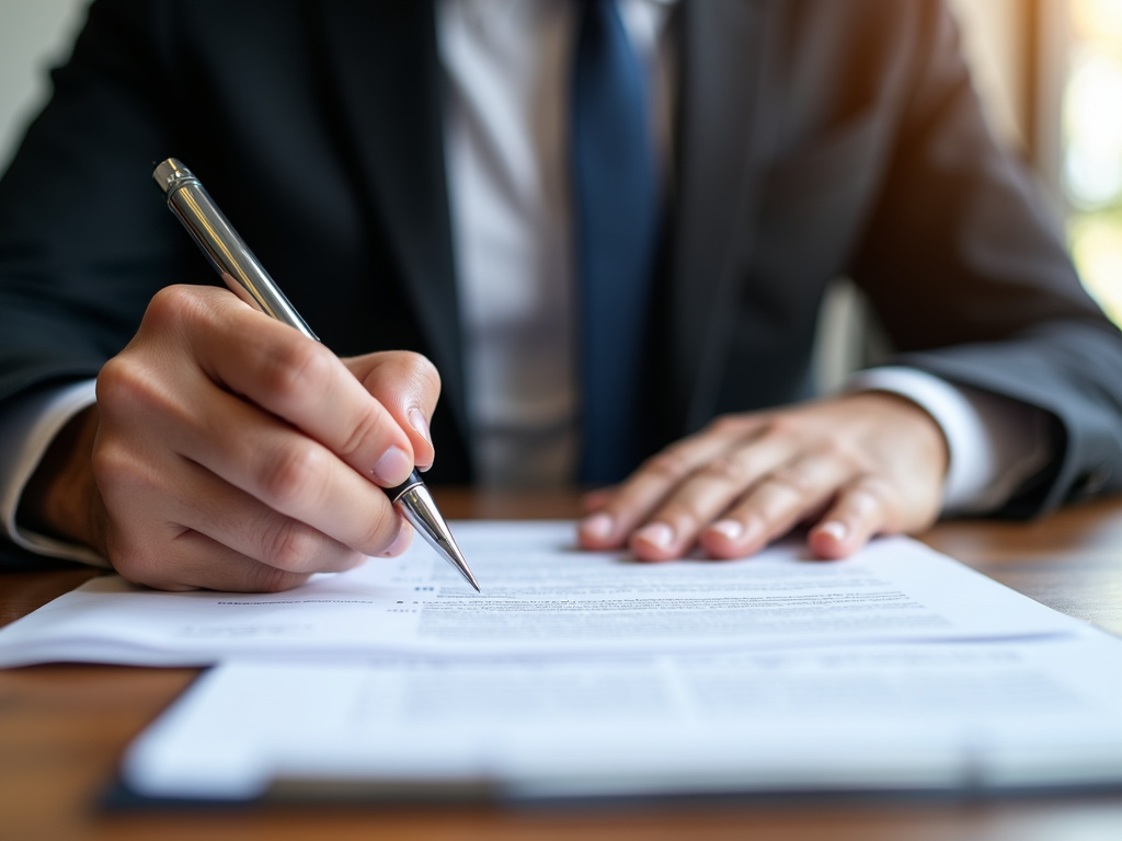 Lawyer signing documents — los angeles rideshare accident lawyer