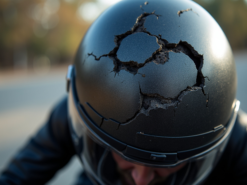 Motorcycle helmet damage — los angeles motorcycle accident lawyer