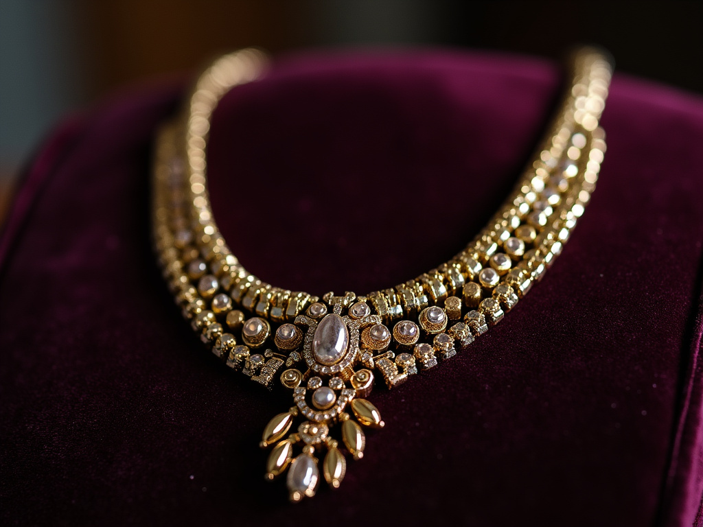 Necklace on velvet — jewelry store