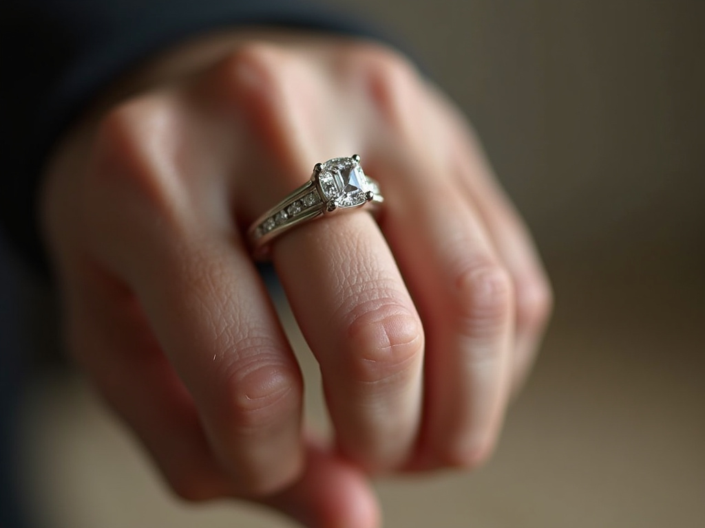 Ring on finger — emerald cut engagement rings