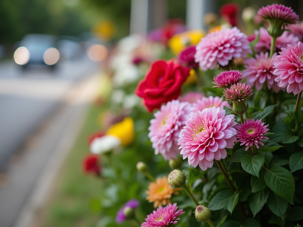 Roadside memorial flowers — los angeles fatal car accident lawyer
