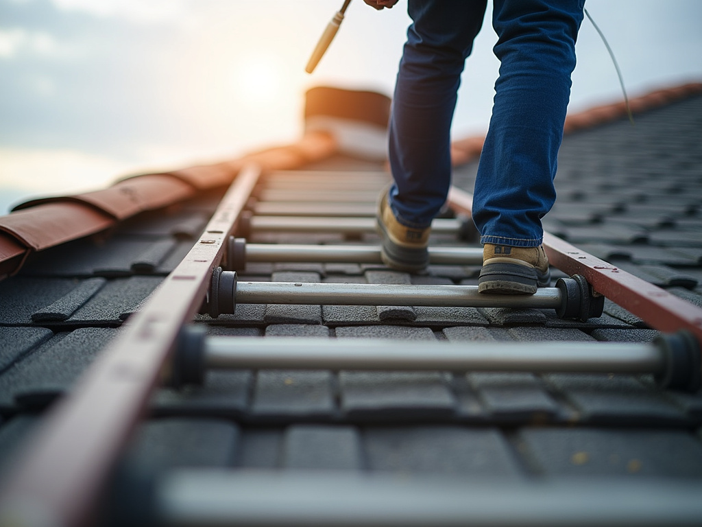Roof inspection ladder — commercial roofing dacula ga