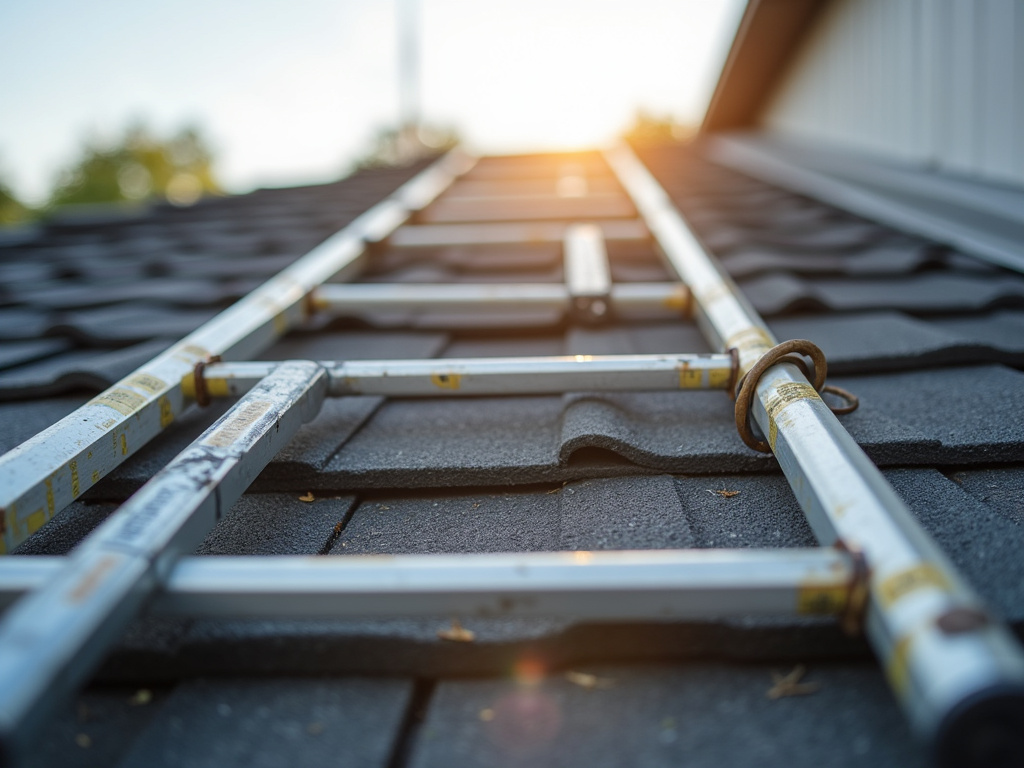 Roof inspection ladder — commercial roofing dacula ga