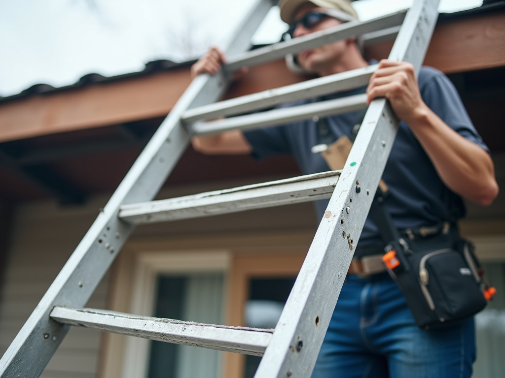 Roofing contractor ladder — commercial roofing dacula ga