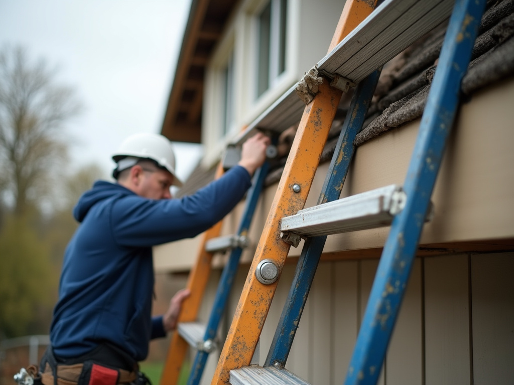 Roofing contractor ladder — commercial roofing dacula ga