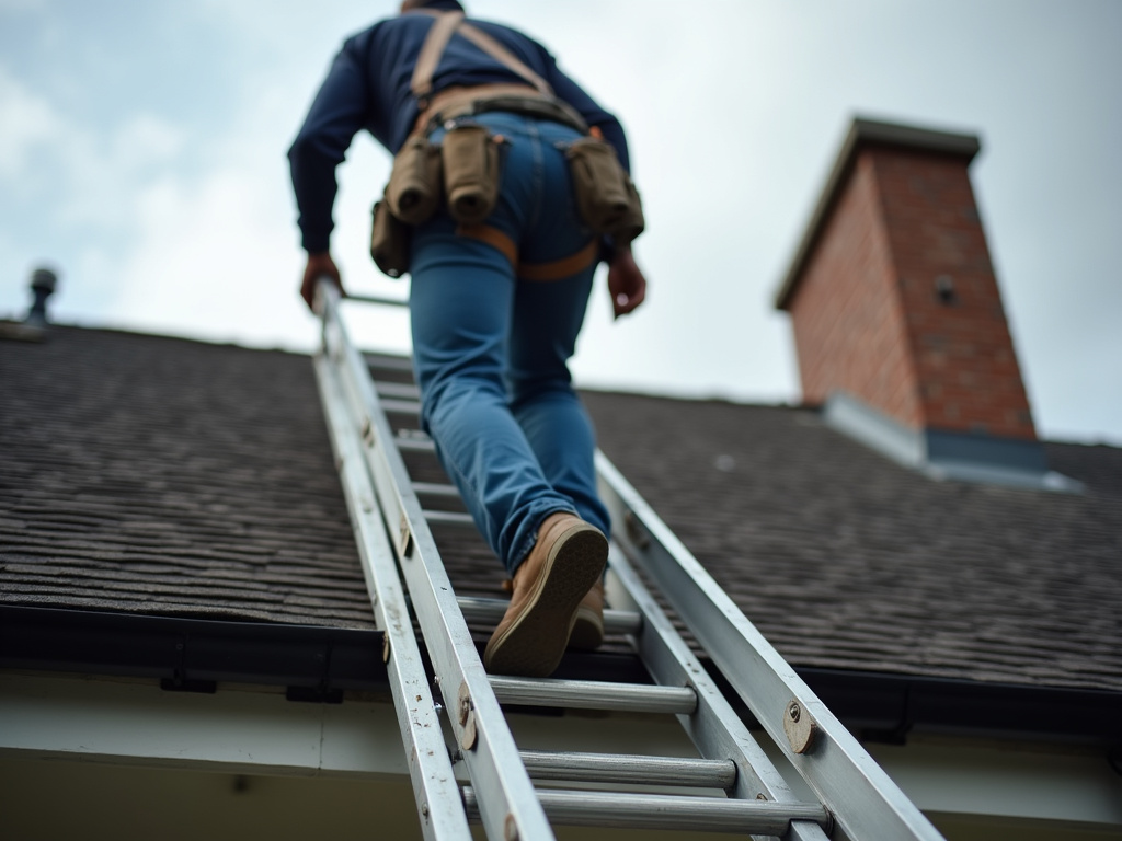 Roofing crew ladder — commercial roofing dacula ga
