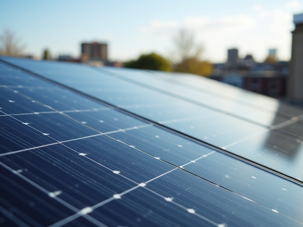 Rooftop solar array — bus station solar lighting