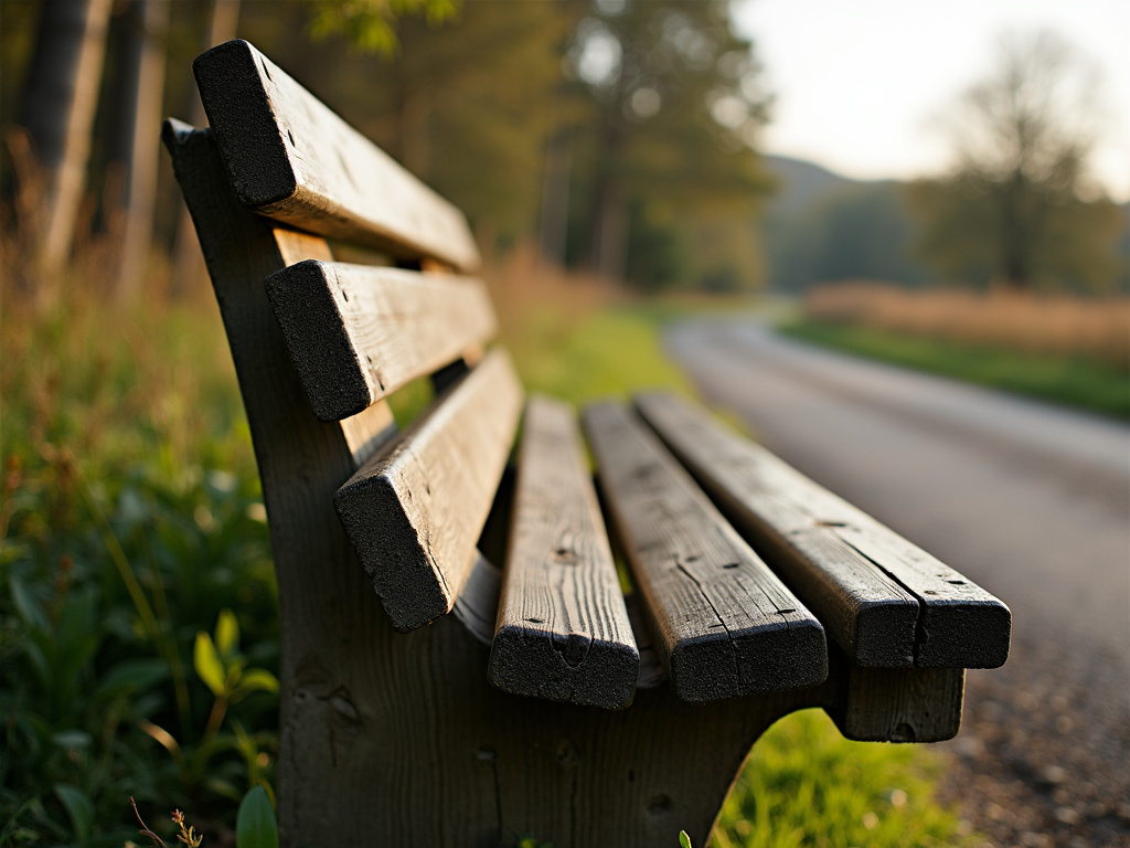 Rural roadside bench — bus station solar lighting