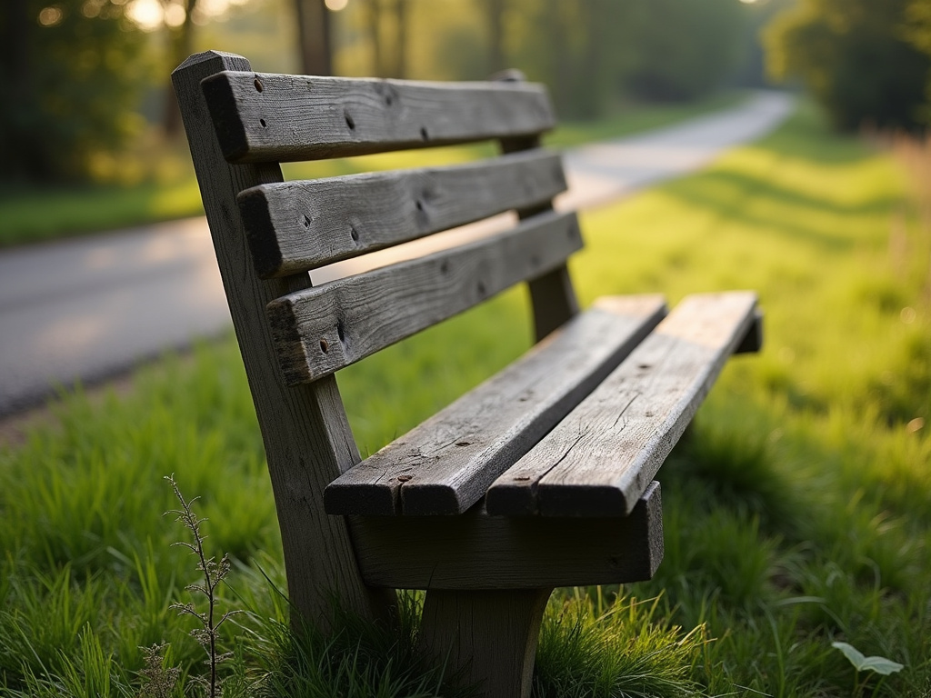 Rural roadside bench — bus station solar lighting